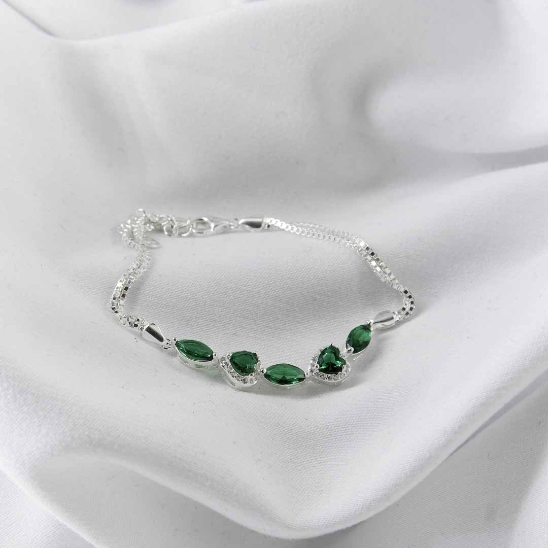 PULSERA DOBLE CADENA CRISTALES CORAZON