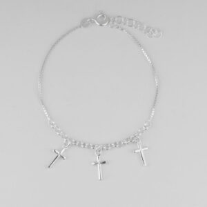 PULSERA VENECIANA CON AROS CRUCES COLGANTES 3MM