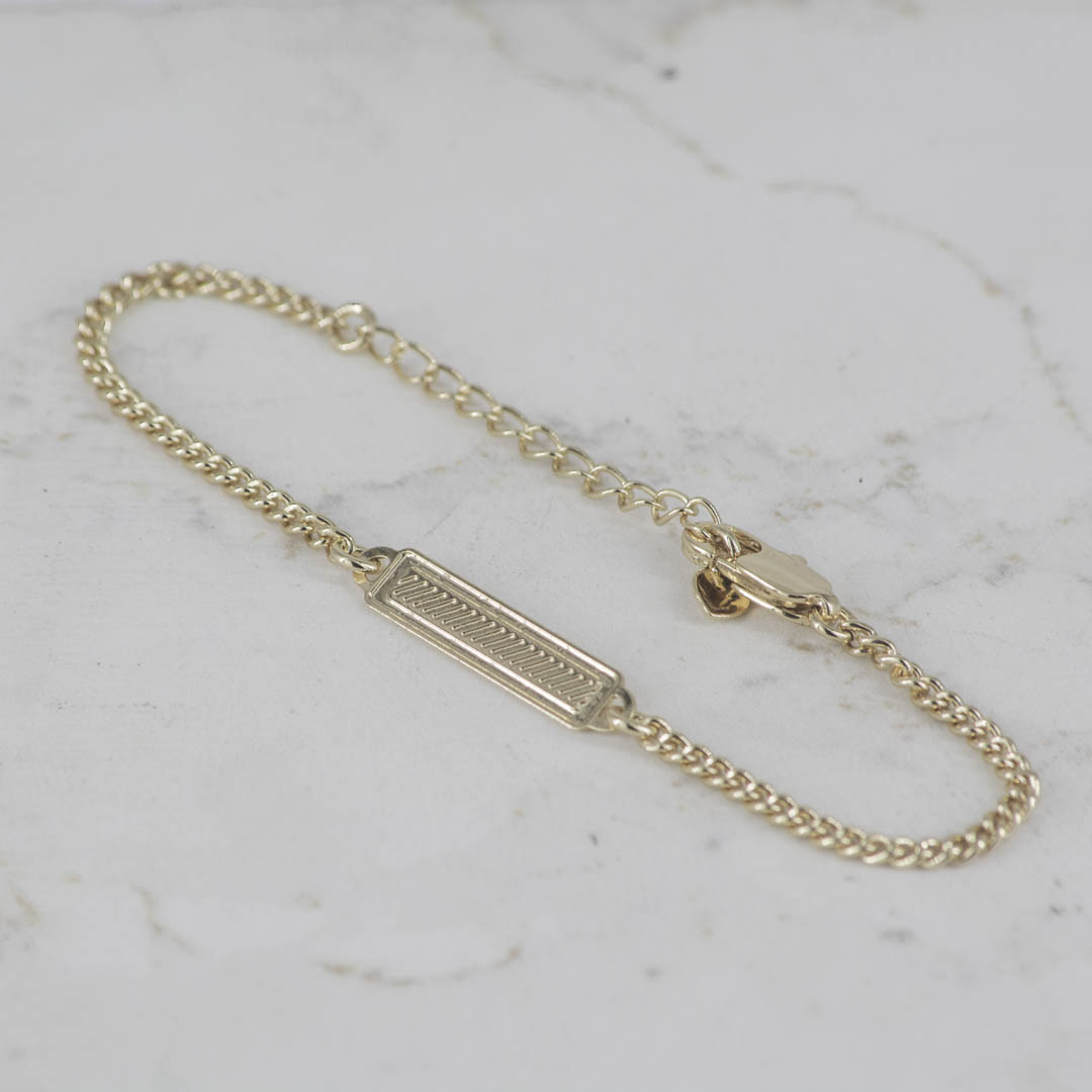 PULSERA PLACA TALLADA CUBANA 2MM