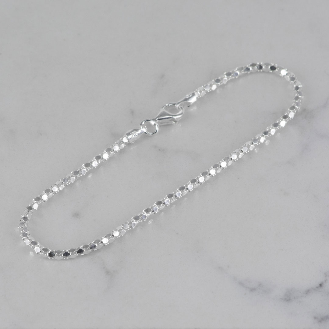 PULSERA CILINDRO BOLITAS PLANAS 2MM-45CM
